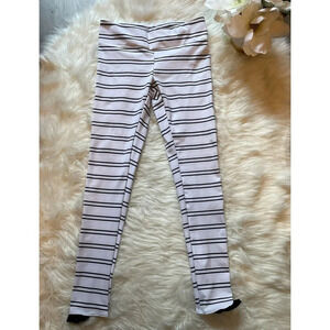 Same Los Angeles Leggings White & Black Stripe Half Ruffle Trim Size S